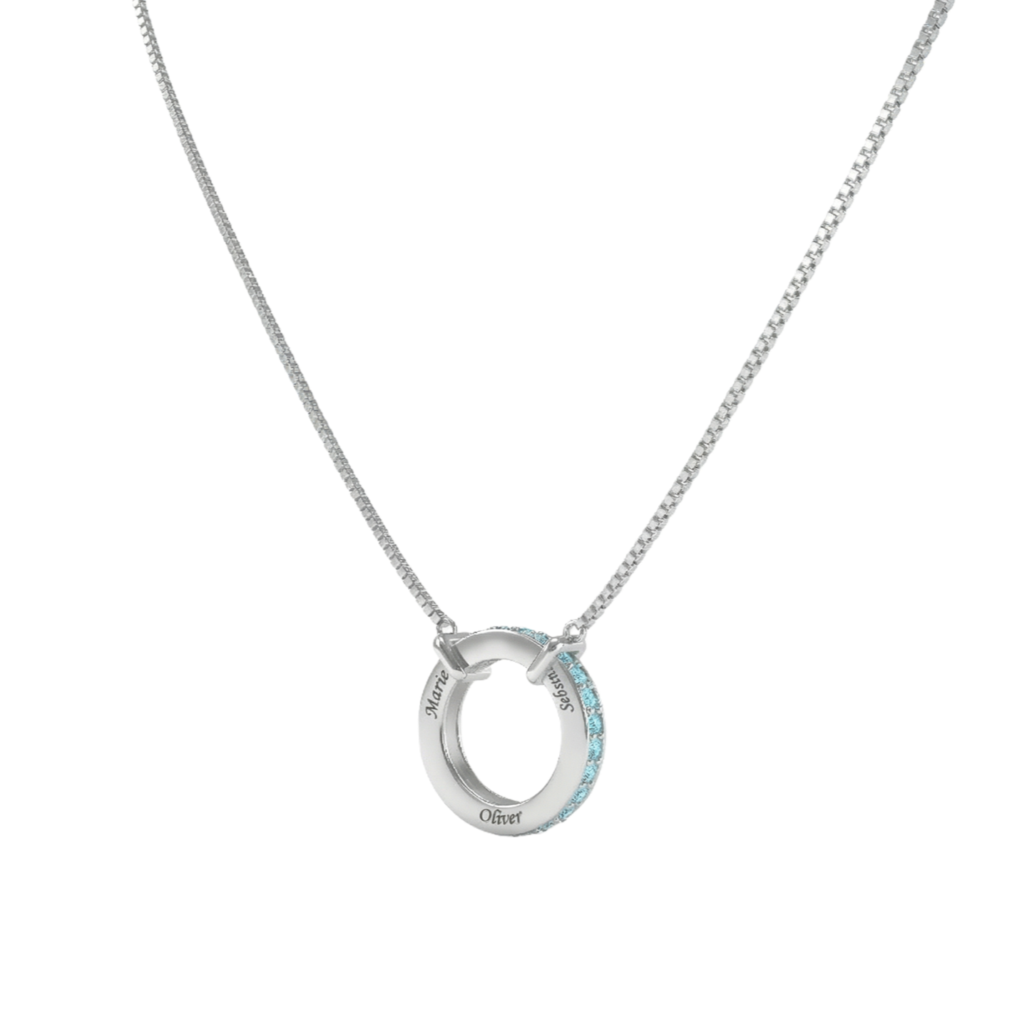 Circle of Love-March Birthstone Family Necklace Hebrew engraving available SN041BR_H OPJ Studio