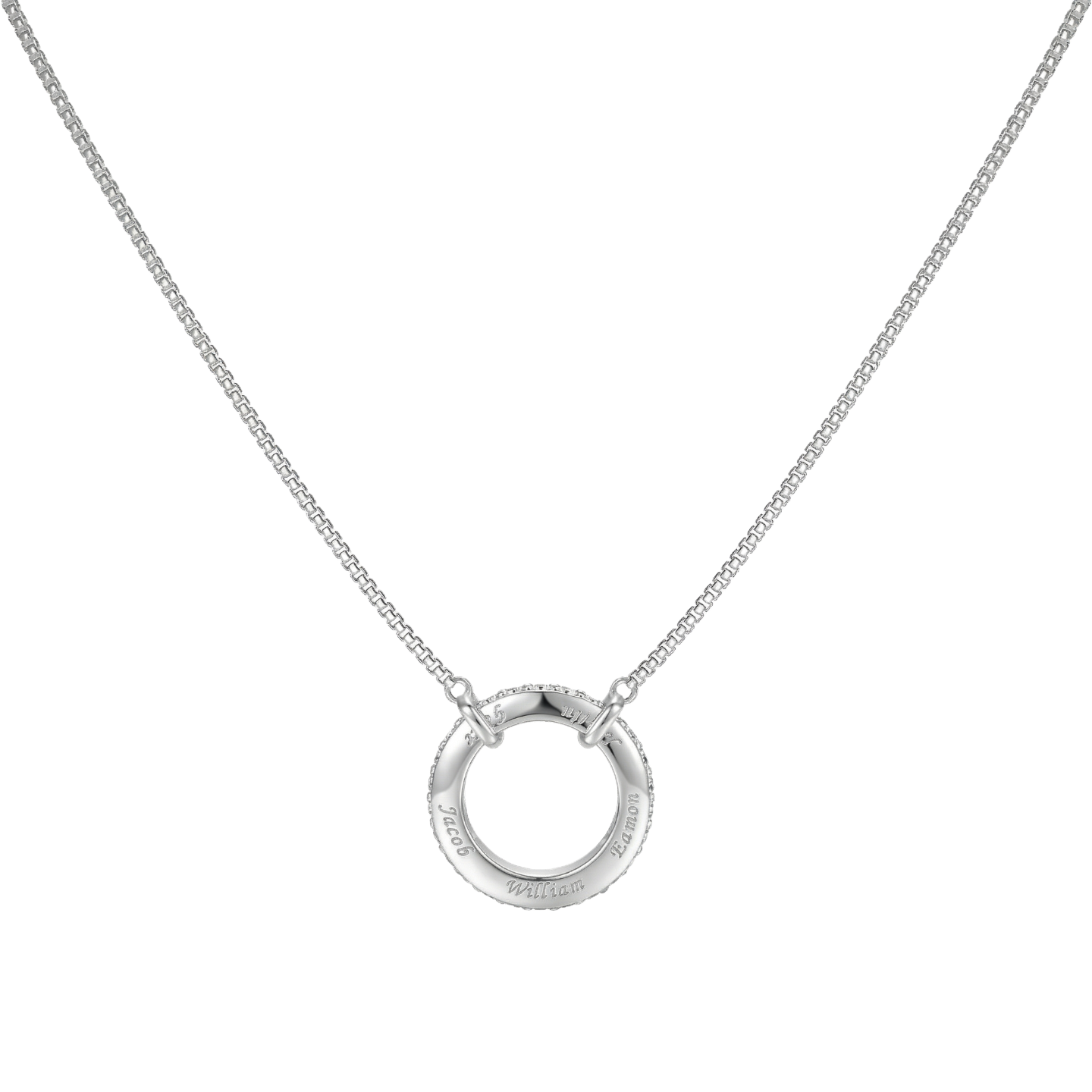 Circle of Love-March Birthstone Family Necklace Hebrew engraving available SN041BR_H OPJ Studio