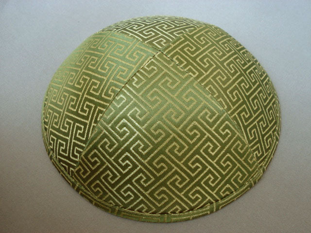 Brocade Kippot Royal Green & Gold Jessy Judaica