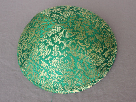 Brocade Kippot Green & Gold 2 Jessy Judaica