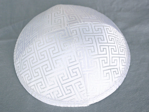 Brocade Kippot White Jessy Judaica