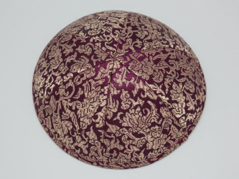 Brocade Kippot Eggplant & Bronze Jessy Judaica