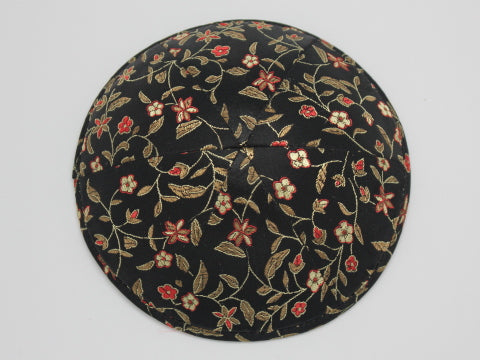 Brocade Kippot Black & Floral Design Jessy Judaica