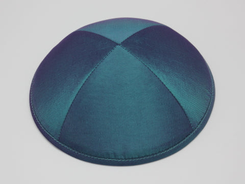 Lux Silk Kippot Dark Teal Jessy Judaica
