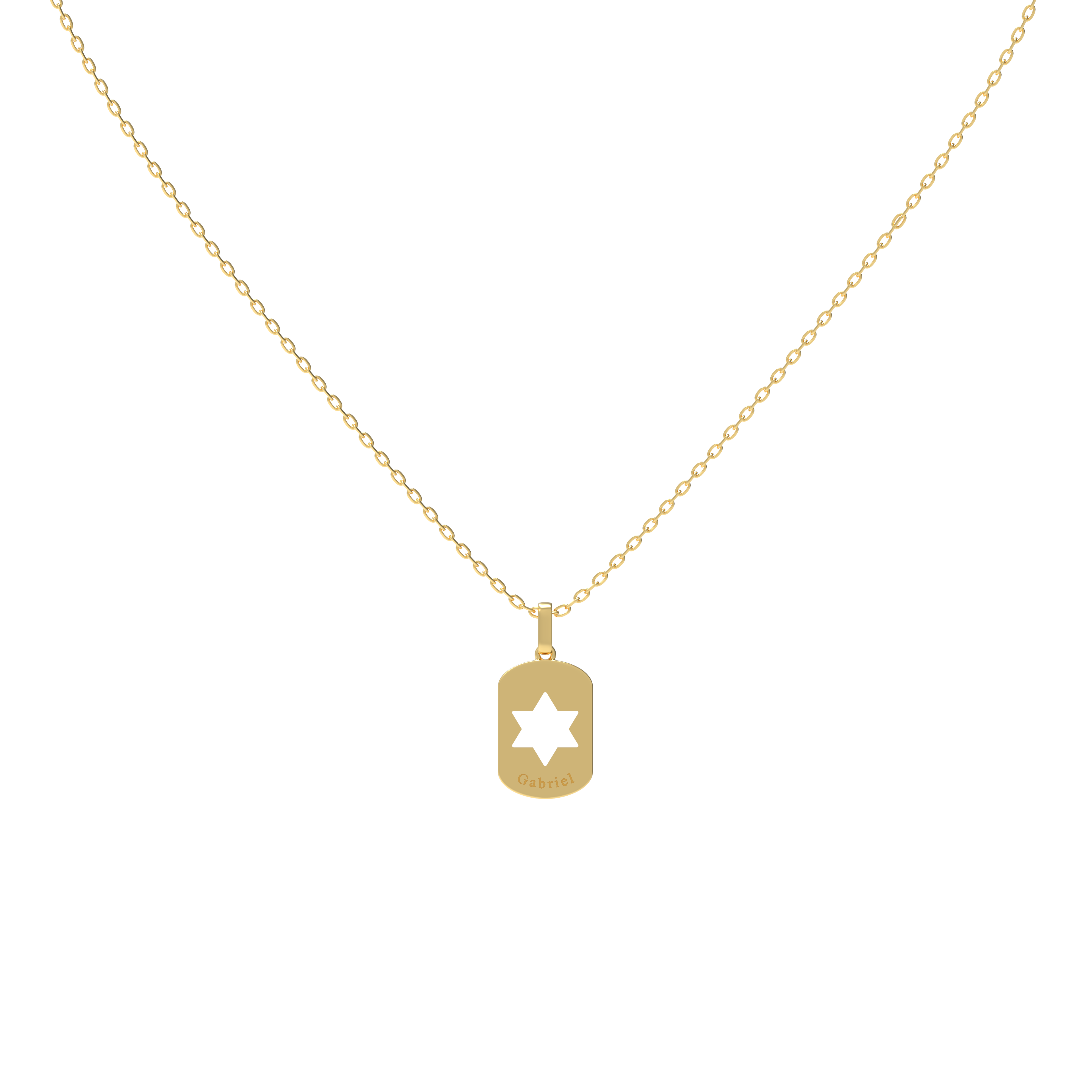 Yellow Gold Dog Tag Pendant Hebrew engraving available KN001B OPJ Studio
