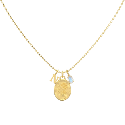 June Rose & Moonstone Initial Necklace