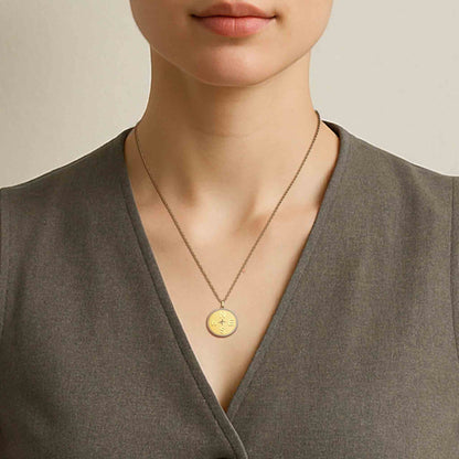 18k Gold Plated Personal Story Medallion Necklace – Lucky Symbol & Engravable AW24N001G OPJ Studio