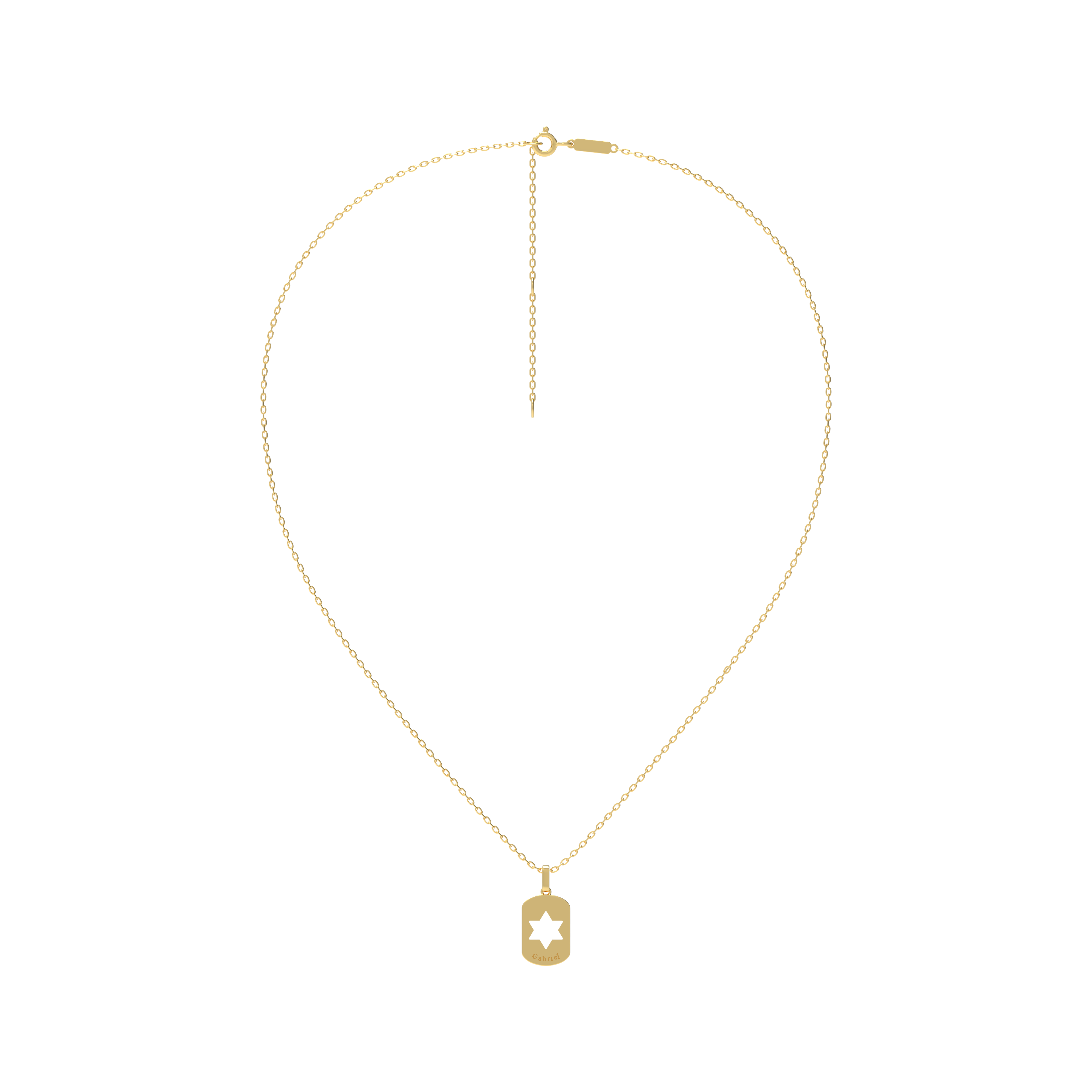 Yellow Gold Dog Tag Pendant Hebrew engraving available KN001B OPJ Studio