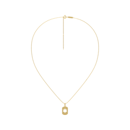 Yellow Gold Dog Tag Pendant Hebrew engraving available KN001B OPJ Studio