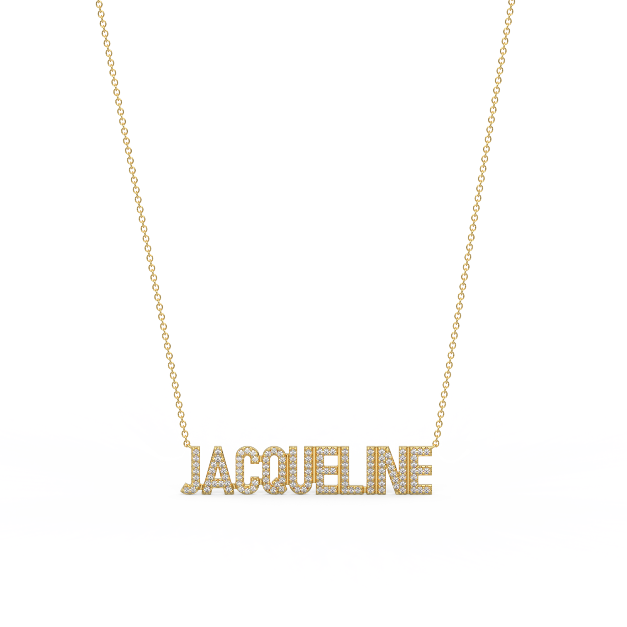 JAQUELINE Gold Plated Silver Signature Name Necklace AW24N002GD OPJ Studio