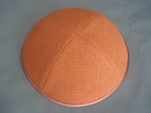 Burlap Kippot Orange Jessy Judaica