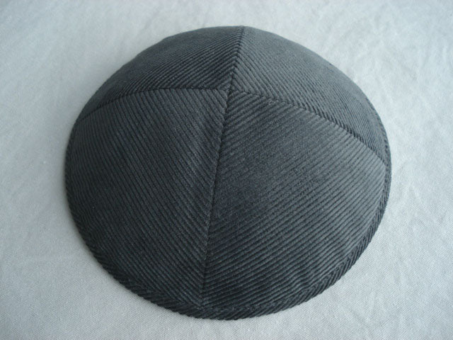 Corduroy Kippot Dark Grey Jessy Judaica