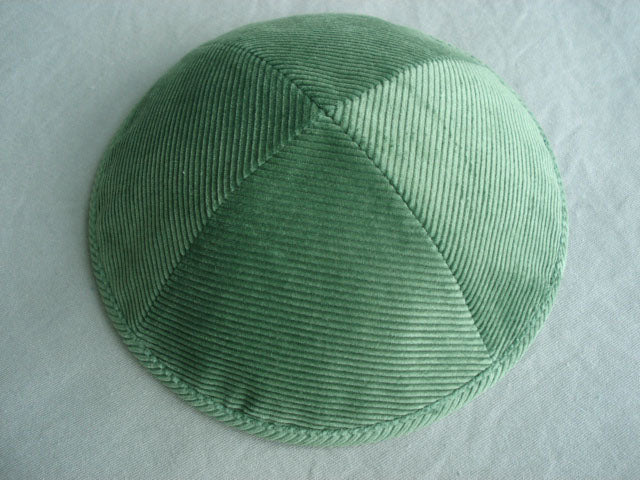 Corduroy Kippot Green Jessy Judaica