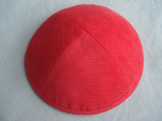 Corduroy Kippot Red Jessy Judaica