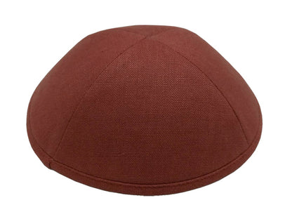 Linen Kippot Red Brown Jessy Judaica