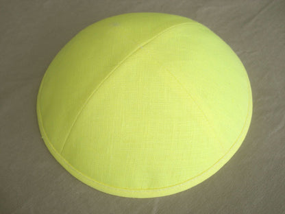 Linen Kippot Yellow Jessy Judaica