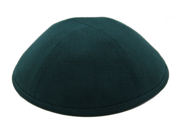 Linen Kippot Dark Green 2 Jessy Judaica