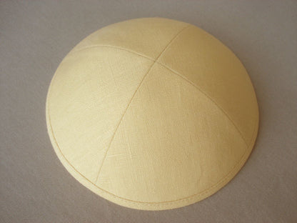 Linen Kippot Naples Yellow Jessy Judaica