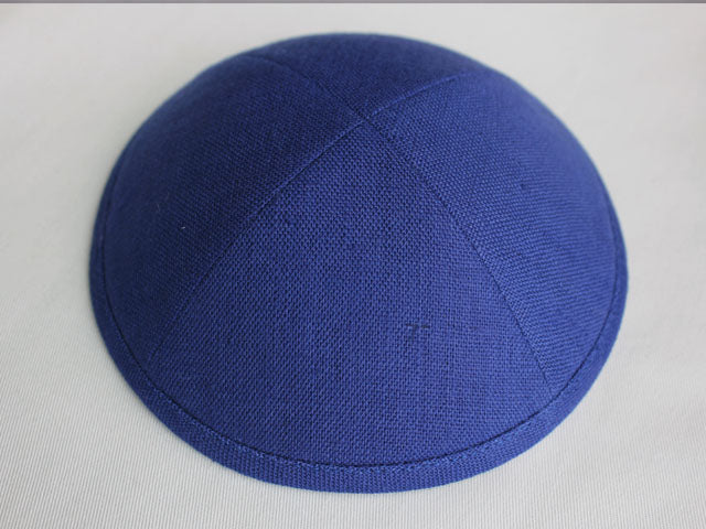 Linen Kippot Royal Blue Jessy Judaica