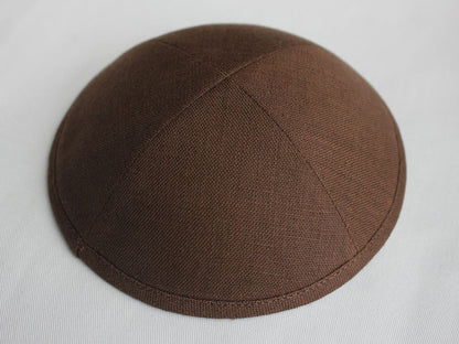 Linen Kippot Dark Brown 2 Jessy Judaica