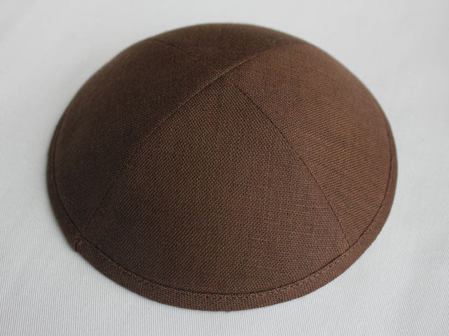 Linen Kippot Dark Brown 2 Jessy Judaica