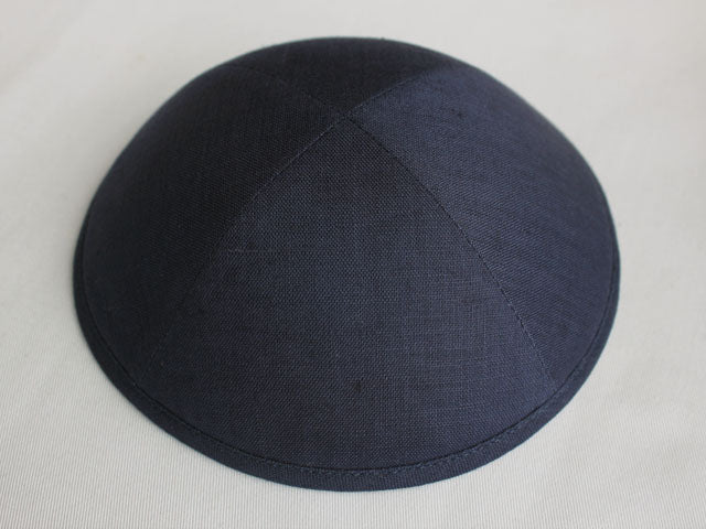 Linen Kippot Dark Navy Blue Jessy Judaica