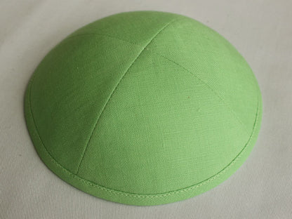 Linen Kippot Light Green Jessy Judaica