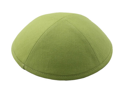 Linen Kippot Light Olive 2 Jessy Judaica