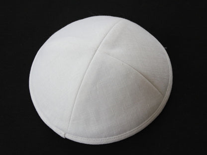 Linen Kippot White Jessy Judaica