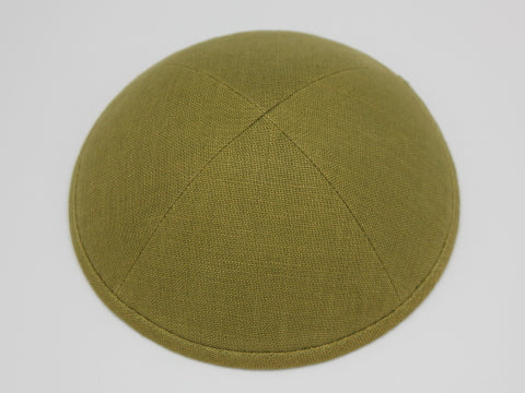 Linen Kippot Olive Jessy Judaica