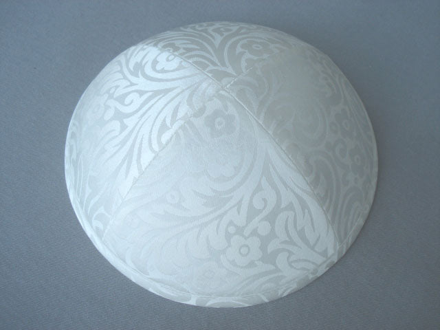 Silk Kippot Ivory Leaf Jessy Judaica