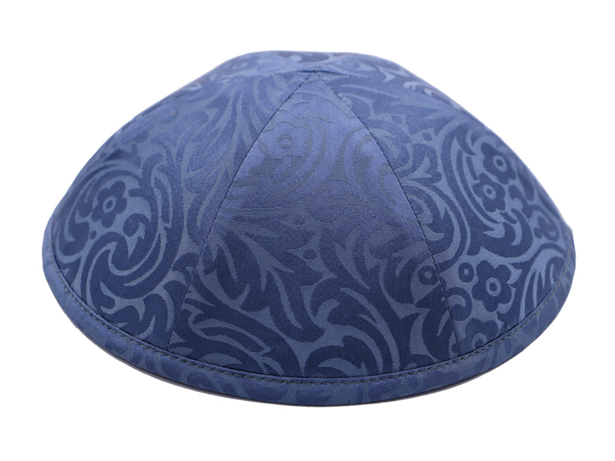 Silk Kippot Grey Blue Jessy Judaica