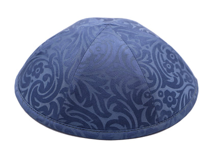 Silk Kippot Grey Blue Jessy Judaica