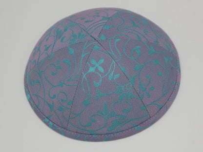 Silk Kippot Lilac Teal Jessy Judaica