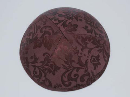 Silk Kippot Dark Brown Leaf Jessy Judaica