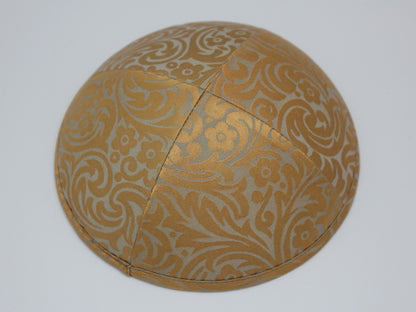 Silk Kippot Grey Gold Jessy Judaica