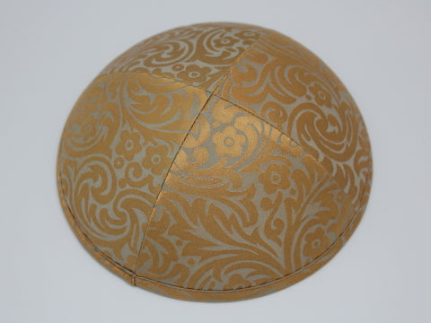 Silk Kippot Grey Gold Jessy Judaica