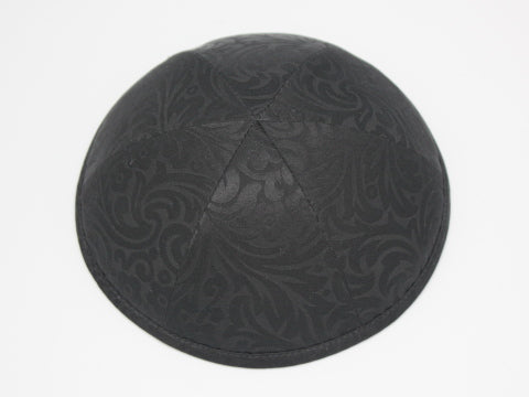 Silk Kippot Black Leaf Jessy Judaica