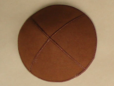 Vegan Suede Kippot-ECO Friendly Brown Jessy Judaica