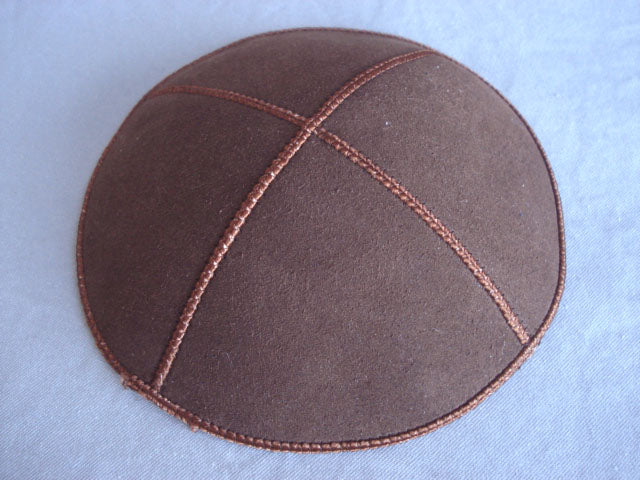 Vegan Suede Kippot-ECO Friendly Dark Brown Jessy Judaica