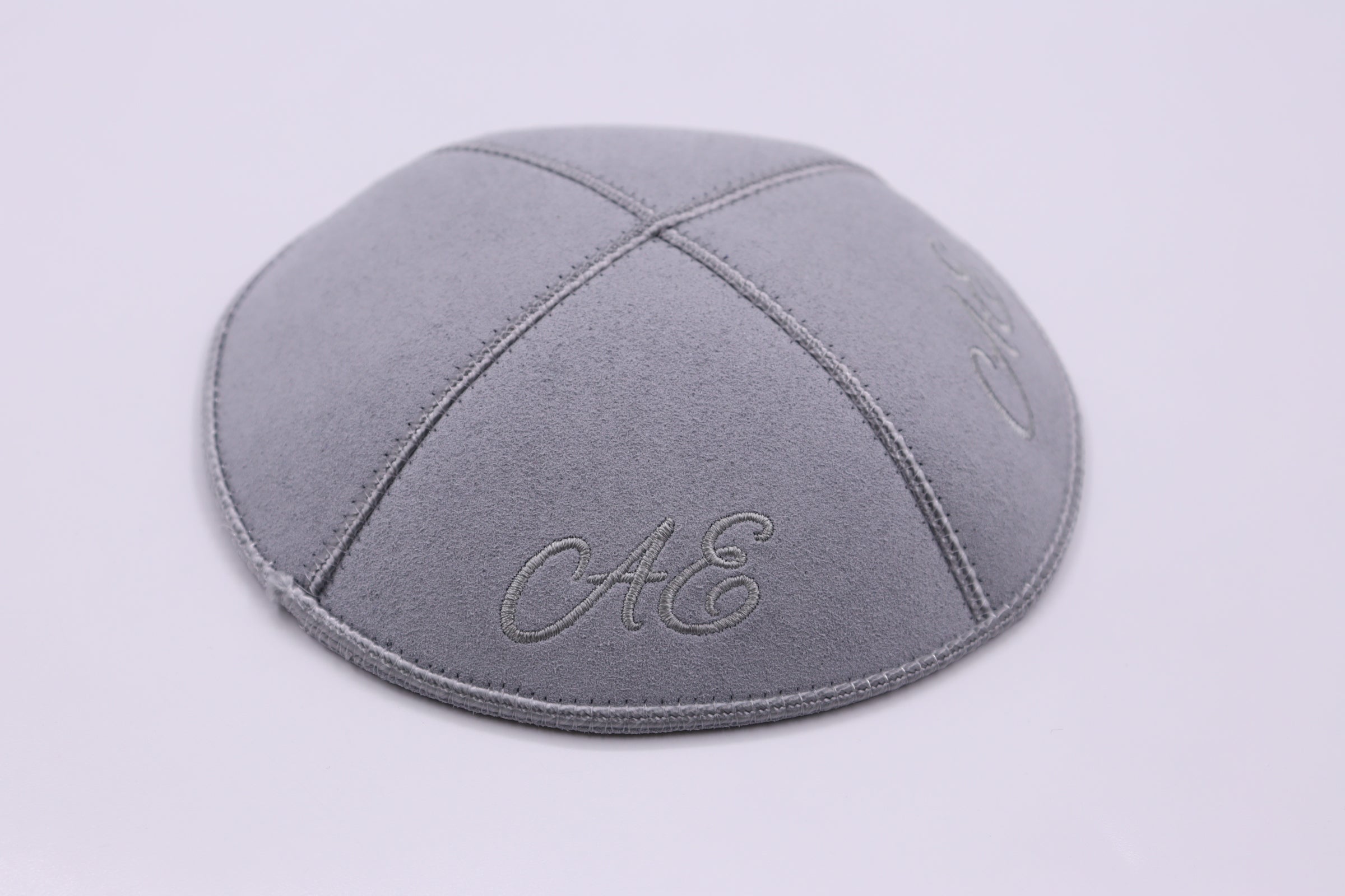 Vegan Suede Kippot-ECO Friendly Mid Grey Jessy Judaica