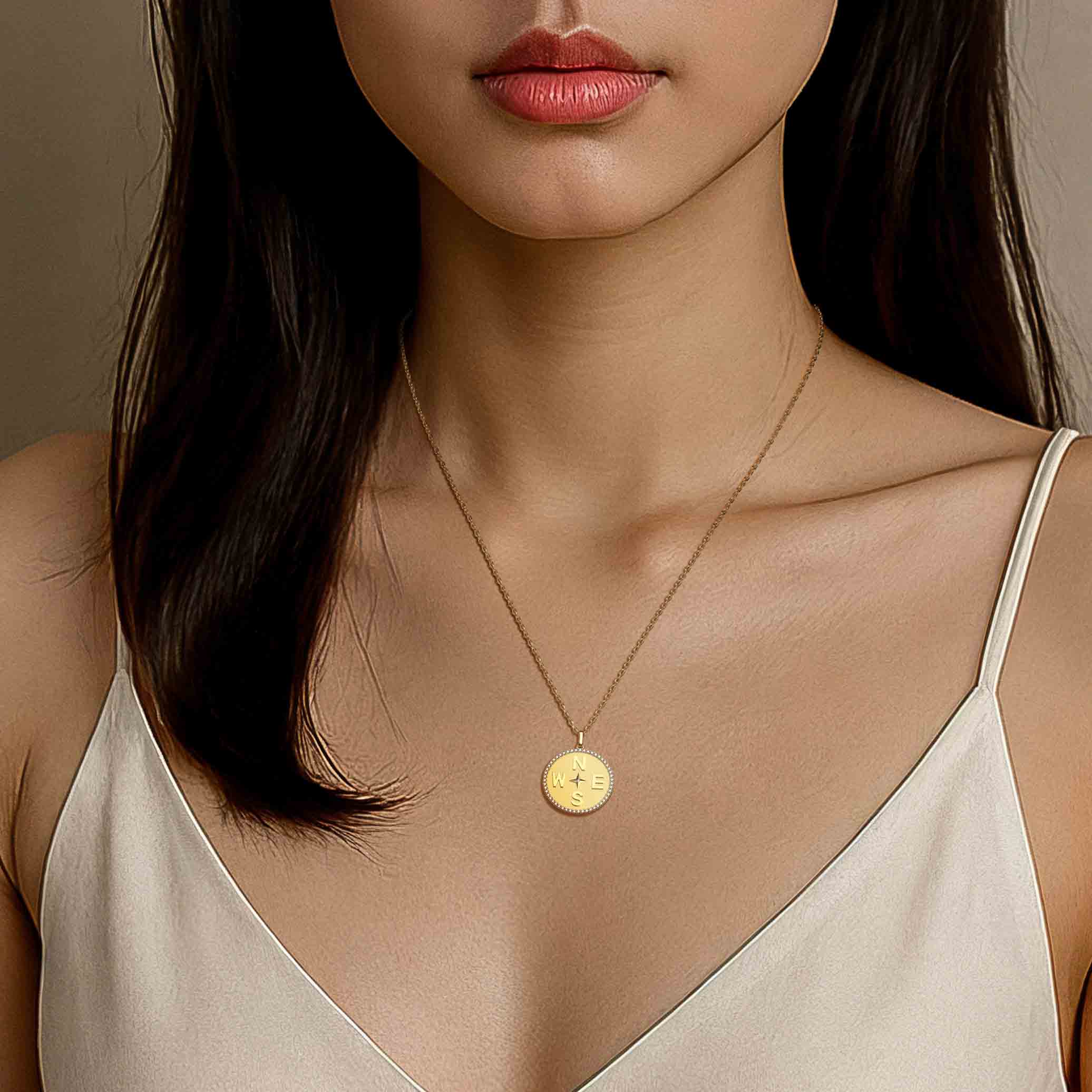18k Gold Plated Personal Story Medallion Necklace – Lucky Symbol & Engravable AW24N001G OPJ Studio