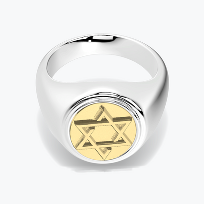 Star of David Relief Ring - Jewish Magen David Emblem Band OPJ Studio