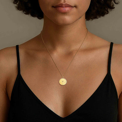 18k Gold Plated Personal Story Medallion Necklace – Lucky Symbol & Engravable AW24N001G OPJ Studio